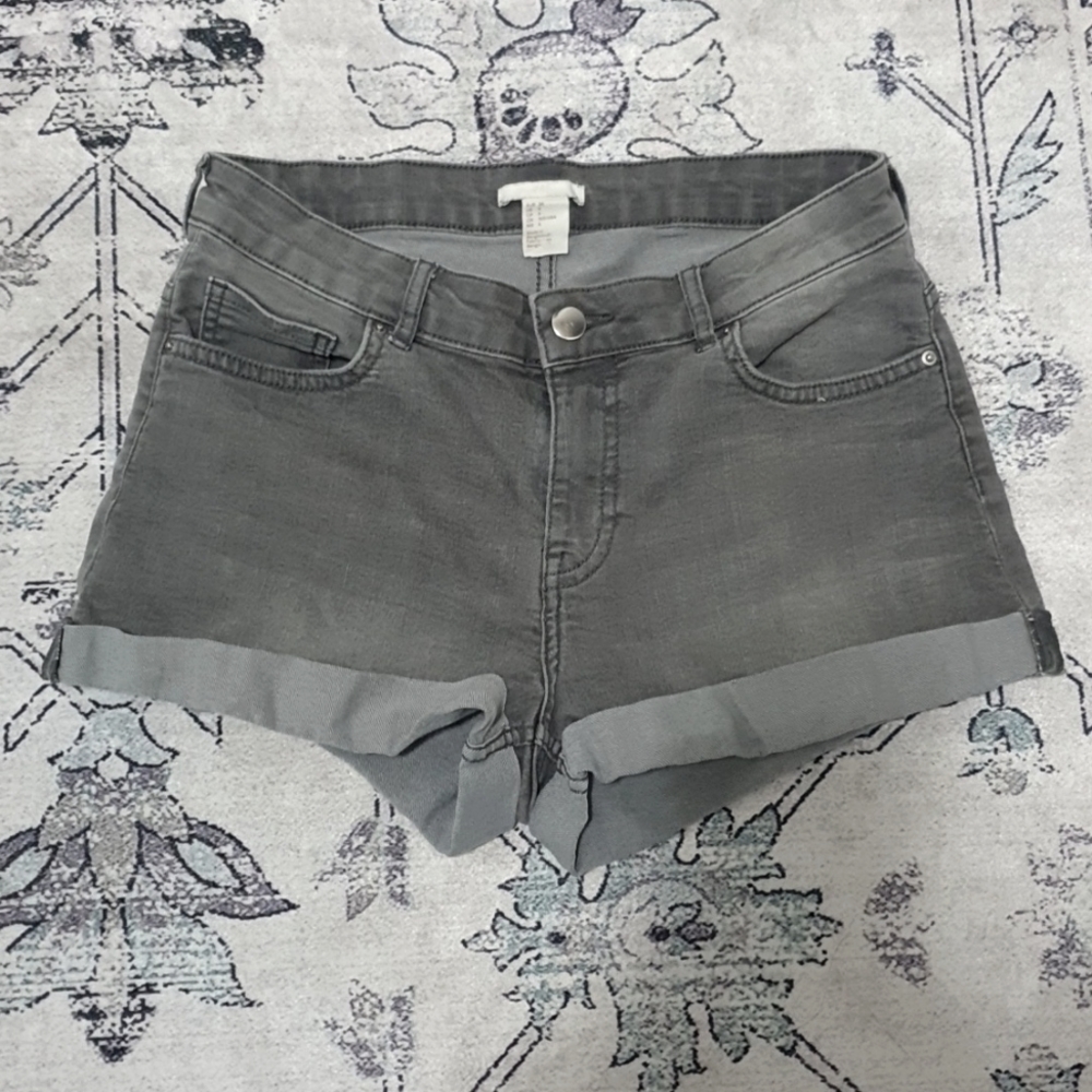 Grey denim shorts
